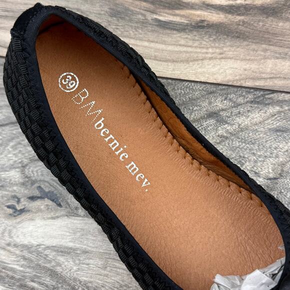 NIB Bernie Mev 39 Corona Stretch Woven Fabric Leather Flower Ballet Flats Black - Picture 8 of 12